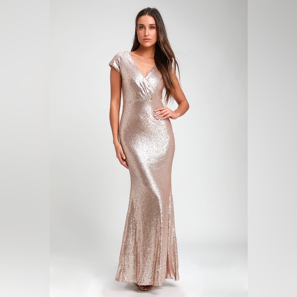 Always Remember Us Matte Gold Sequin Maxi Dress